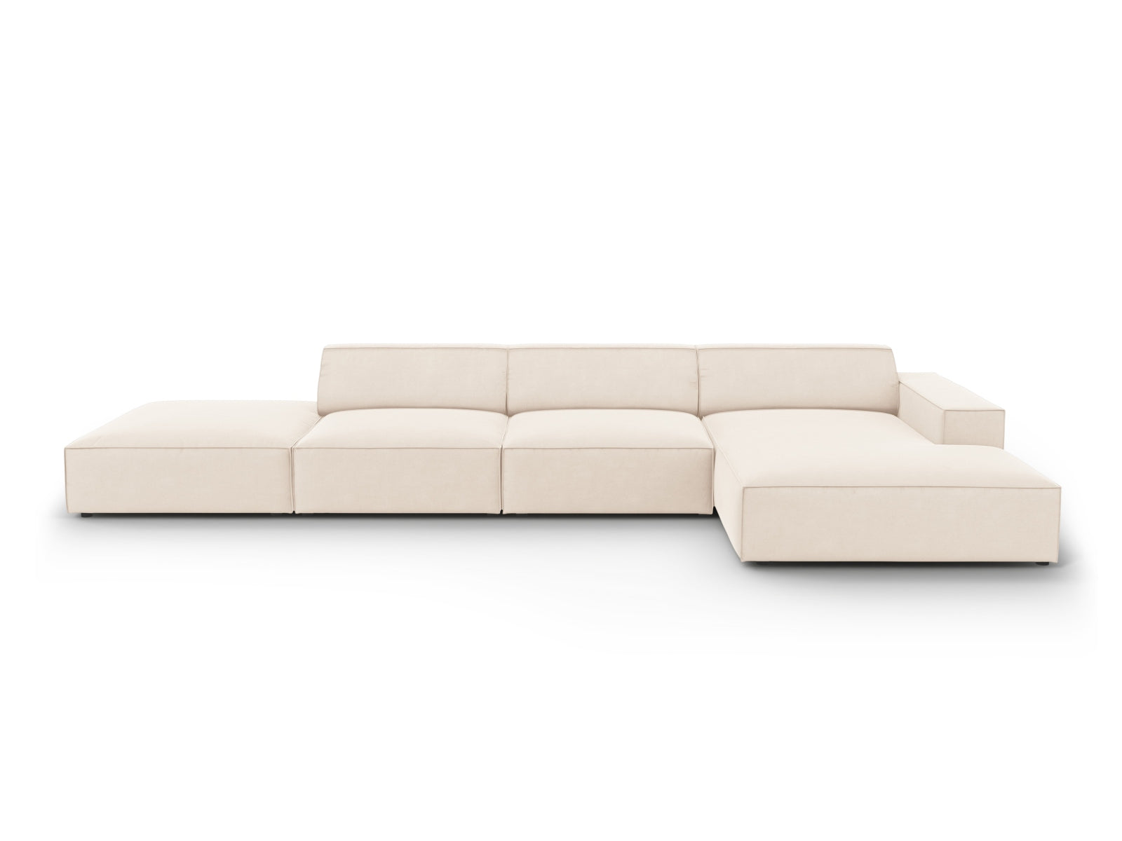 Jodie Velour modulares Ecksofa rechts 5 Sitzer in Light Beige präsentiert im Onlineshop von KAQTU Design AG. Ecksofa rechts ist von Micadoni
