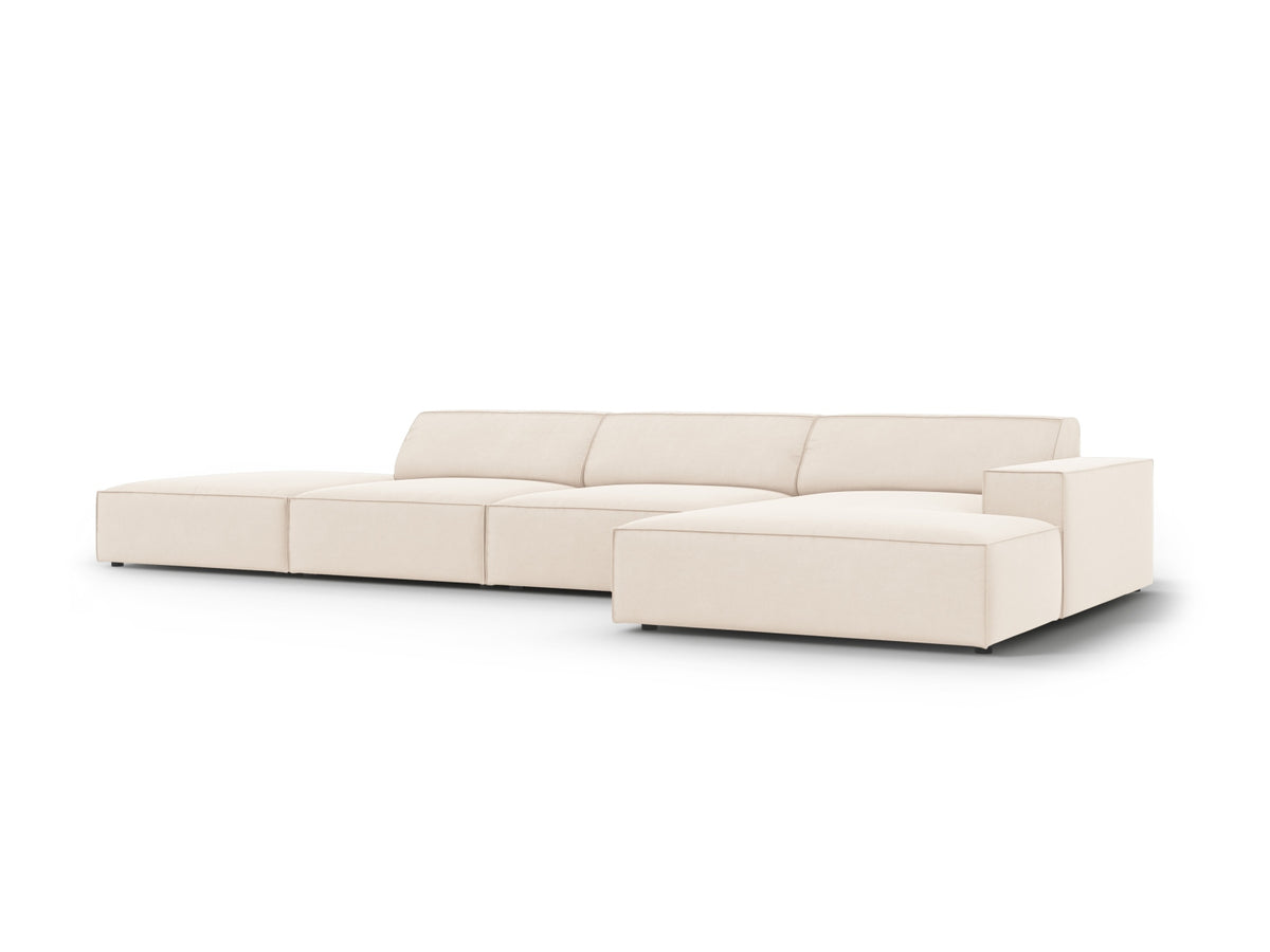 Jodie Velour modulares Ecksofa rechts 5 Sitzer in Light Beige-Bluvel präsentiert im Onlineshop von KAQTU Design AG. L-Sofa rechts ist von Micadoni