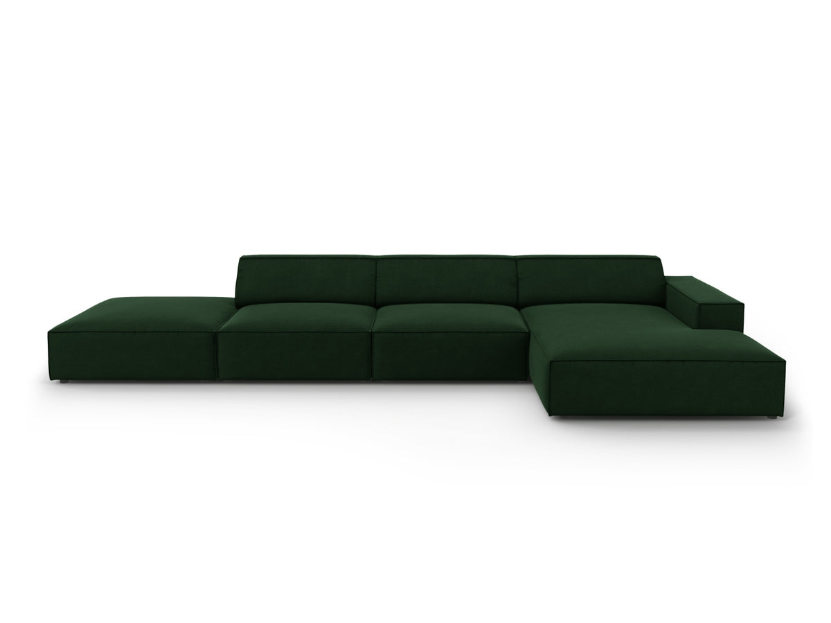 Jodie Velour modulares Ecksofa rechts 5 Sitzer in Bottle Green-Bluvel präsentiert im Onlineshop von KAQTU Design AG. L-Sofa rechts ist von Micadoni