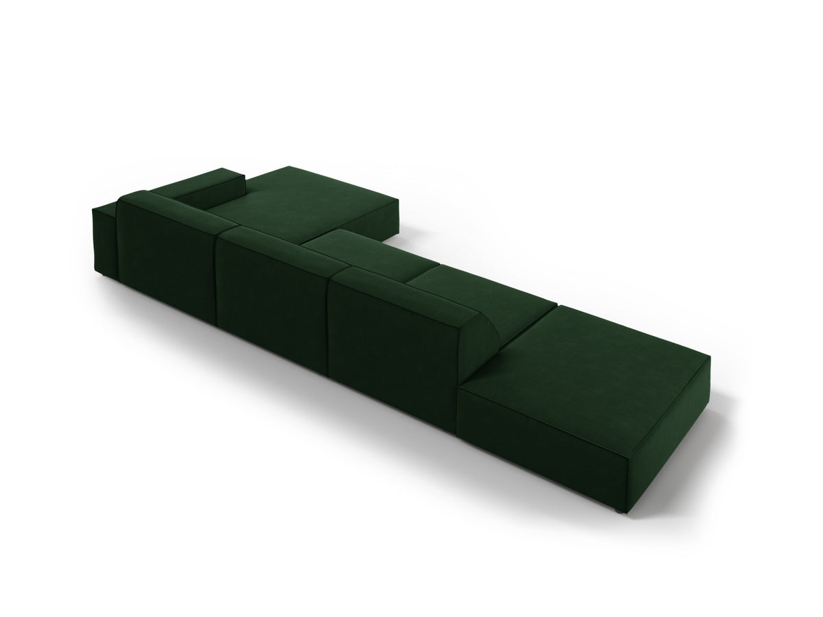 Jodie Velour modulares Ecksofa rechts 5 Sitzer in Bottle Green-Bluvel präsentiert im Onlineshop von KAQTU Design AG. L-Sofa rechts ist von Micadoni