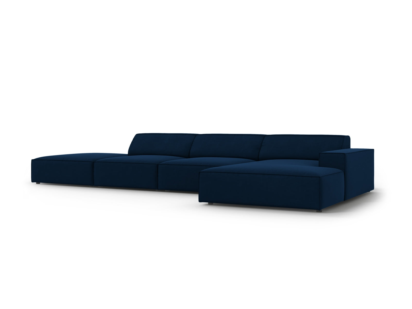 Elegantes, modulares Ecksofa Jodie in Royal Blue, 5-Sitzer, ideal für stilvolle Wohnräume, vereint Funktionalität und zeitgemäße Ästhetik.
