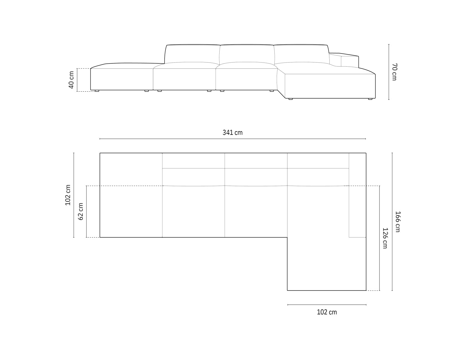 Jodie Velour modulares Ecksofa rechts 5 Sitzer in Black-Bluvel präsentiert im Onlineshop von KAQTU Design AG. L-Sofa rechts ist von Micadoni