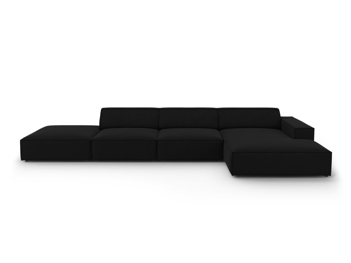 Jodie Velour modulares Ecksofa rechts 5 Sitzer in Black-Bluvel präsentiert im Onlineshop von KAQTU Design AG. L-Sofa rechts ist von Micadoni