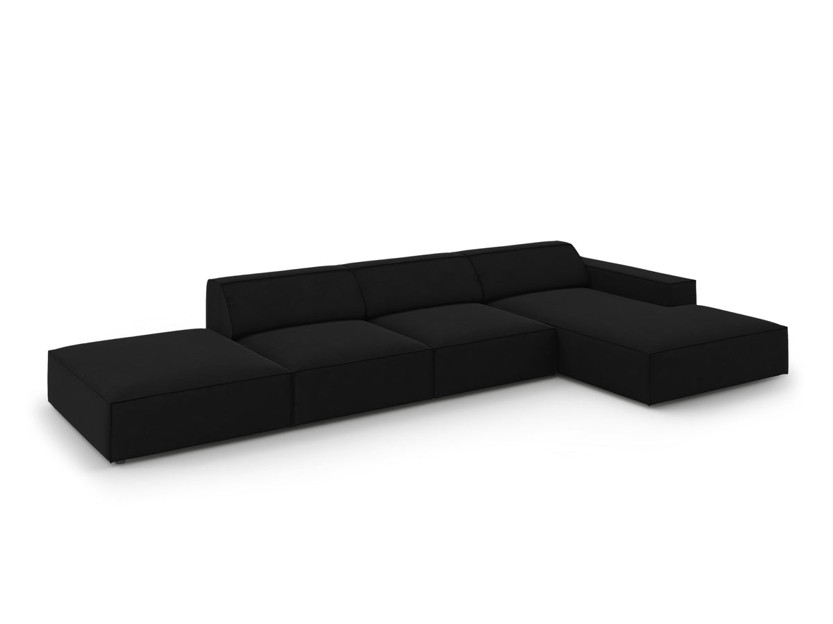 Jodie Velour modulares Ecksofa rechts 5 Sitzer in Black-Bluvel präsentiert im Onlineshop von KAQTU Design AG. L-Sofa rechts ist von Micadoni