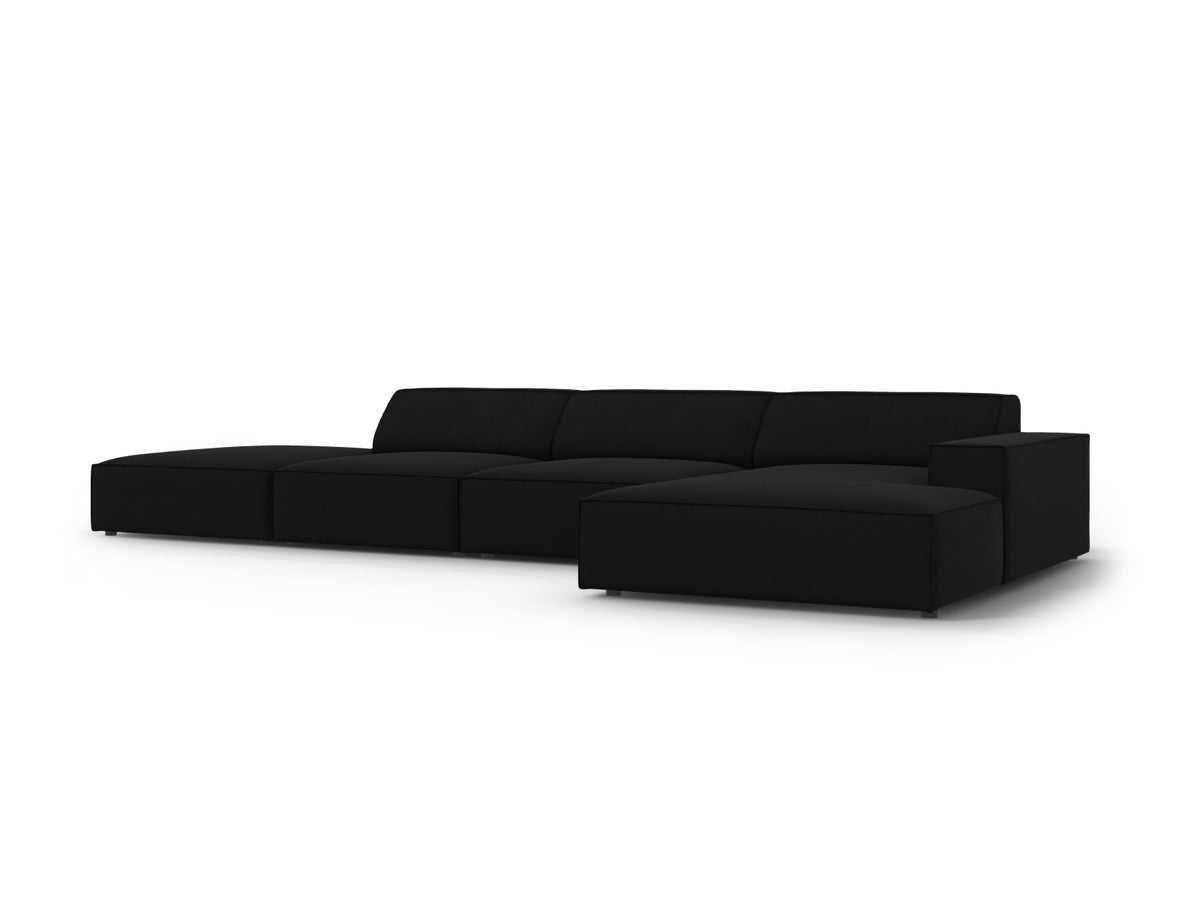 Jodie Velour modulares Ecksofa rechts 5 Sitzer in Black-Bluvel präsentiert im Onlineshop von KAQTU Design AG. L-Sofa rechts ist von Micadoni