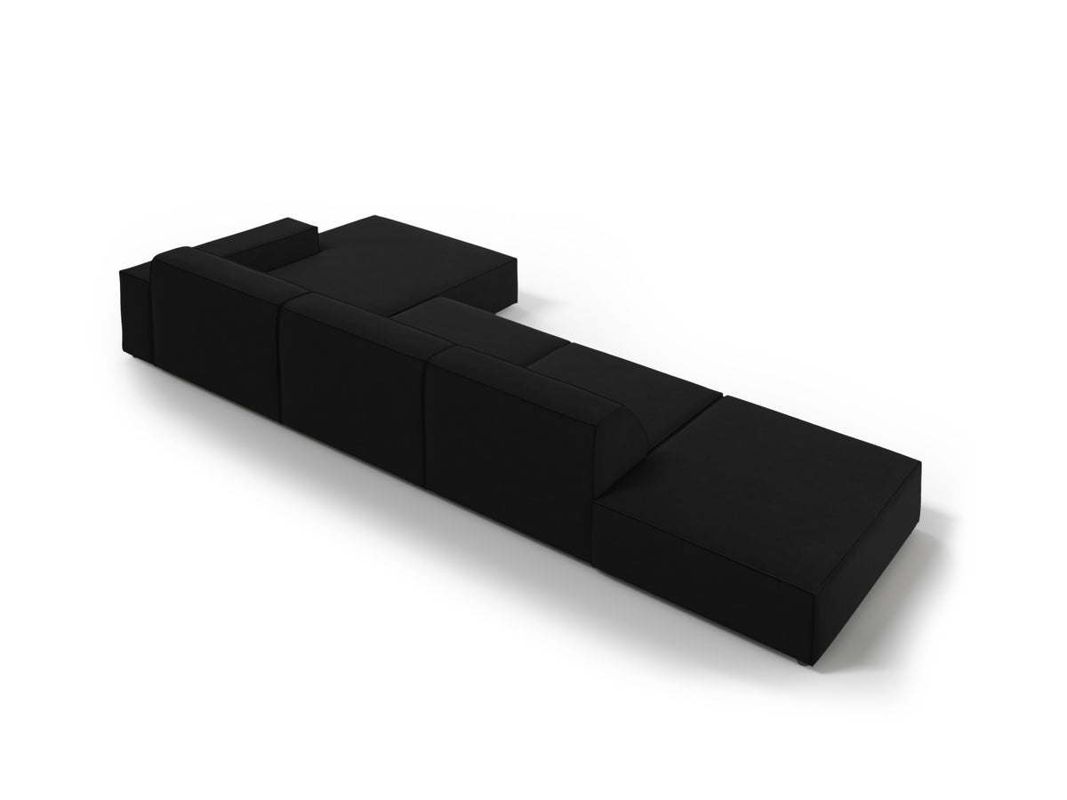Jodie Velour modulares Ecksofa rechts 5 Sitzer in Black-Bluvel präsentiert im Onlineshop von KAQTU Design AG. L-Sofa rechts ist von Micadoni