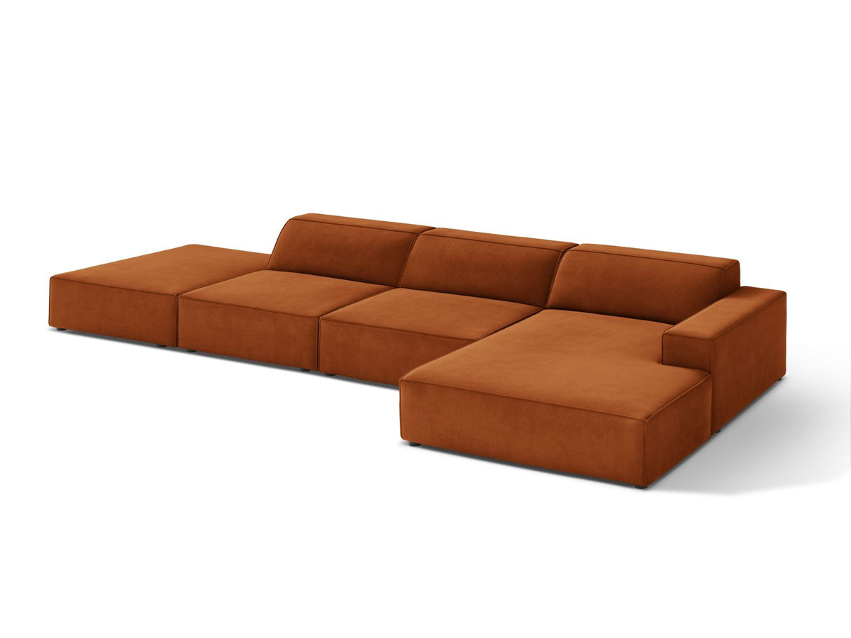 Jodie Velour modulares Ecksofa rechts 5 Sitzer in Terracotta-Bluvel präsentiert im Onlineshop von KAQTU Design AG. Ecksofa rechts ist von Micadoni