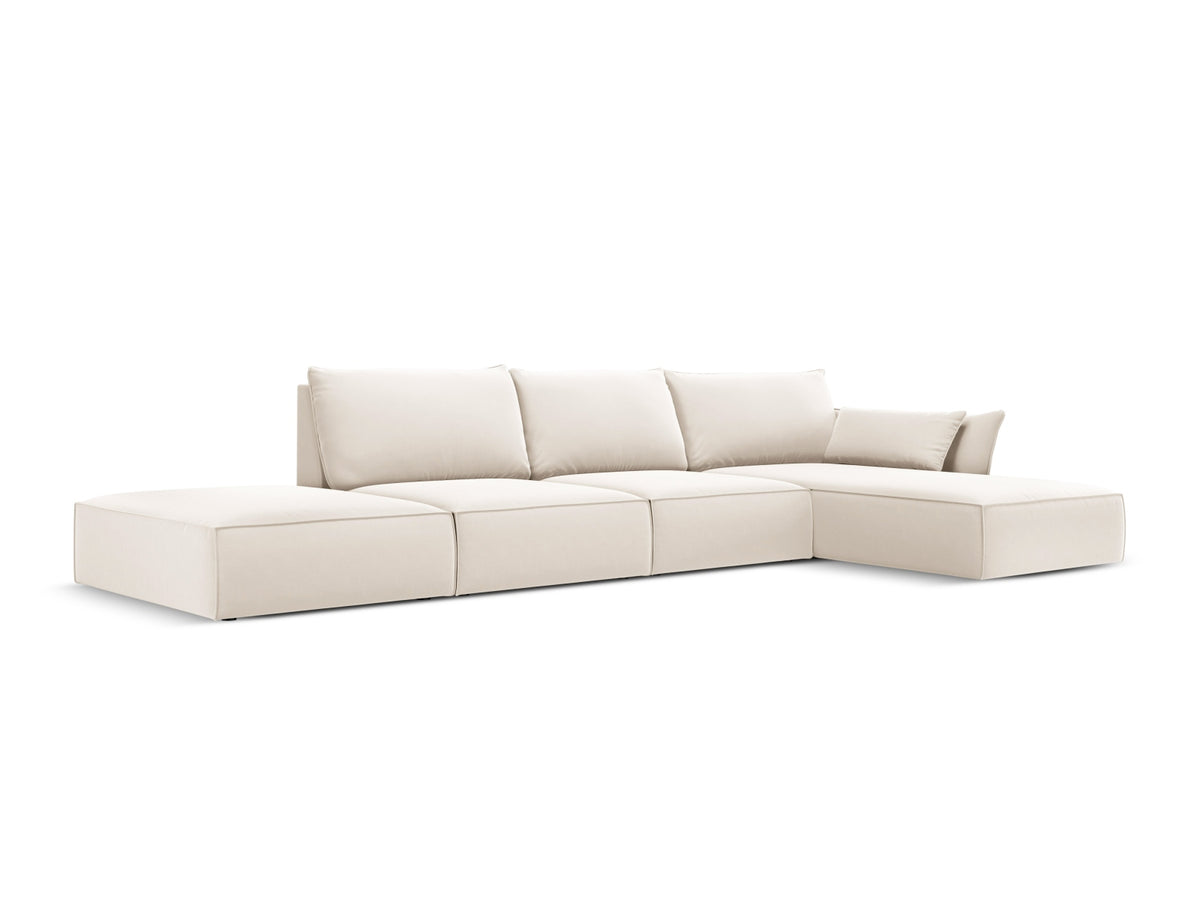 Kaelle Velour Ecksofa rechts 5 Sitzer in Light Beige-Bluvel präsentiert im Onlineshop von KAQTU Design AG. L-Sofa rechts ist von Micadoni