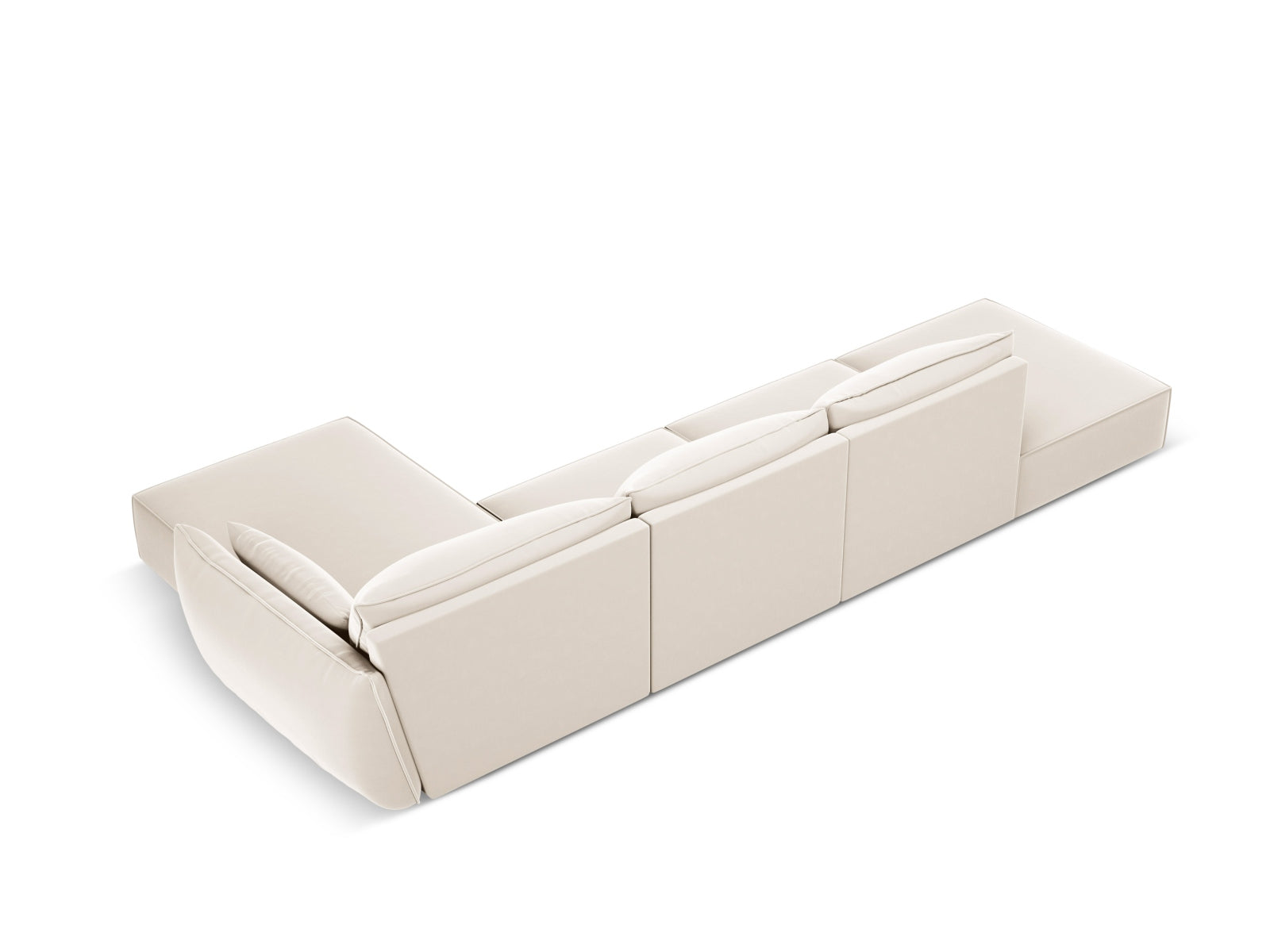 Kaelle Velour Ecksofa rechts 5 Sitzer in Light Beige-Bluvel präsentiert im Onlineshop von KAQTU Design AG. L-Sofa rechts ist von Micadoni
