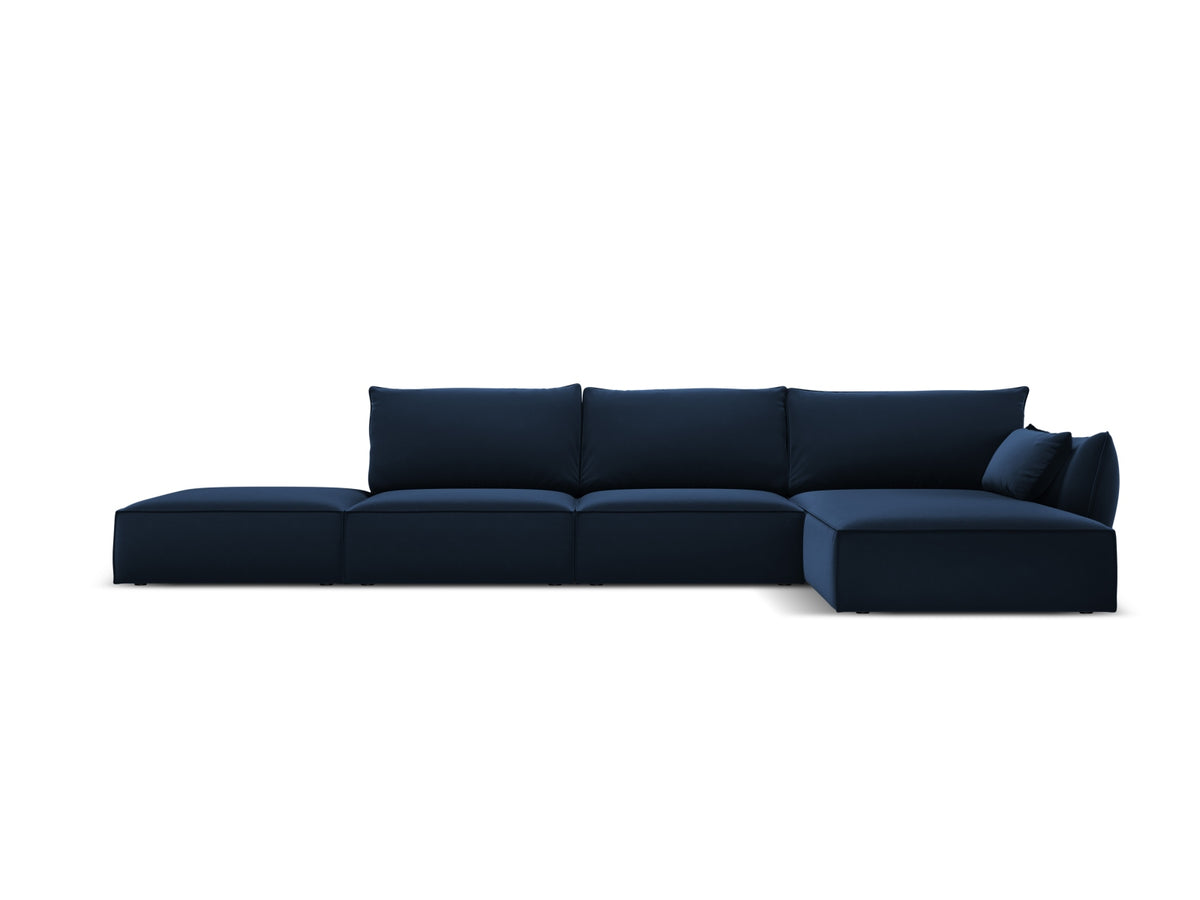 Kaelle Velour Ecksofa rechts 5 Sitzer in Royal Blue-Bluvel präsentiert im Onlineshop von KAQTU Design AG. L-Sofa rechts ist von Micadoni