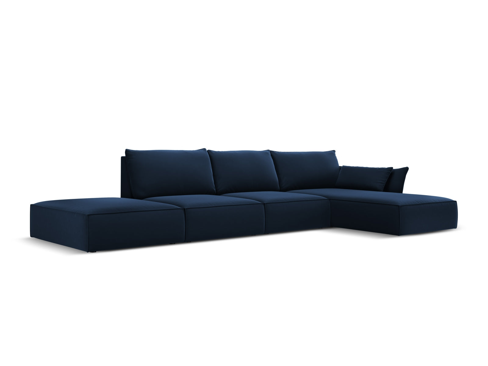 Kaelle Velour Ecksofa rechts 5 Sitzer in Royal Blue-Bluvel präsentiert im Onlineshop von KAQTU Design AG. L-Sofa rechts ist von Micadoni