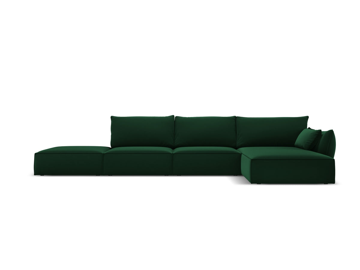 Kaelle Velour Ecksofa rechts 5 Sitzer in Bottle Green-Bluvel präsentiert im Onlineshop von KAQTU Design AG. L-Sofa rechts ist von Micadoni