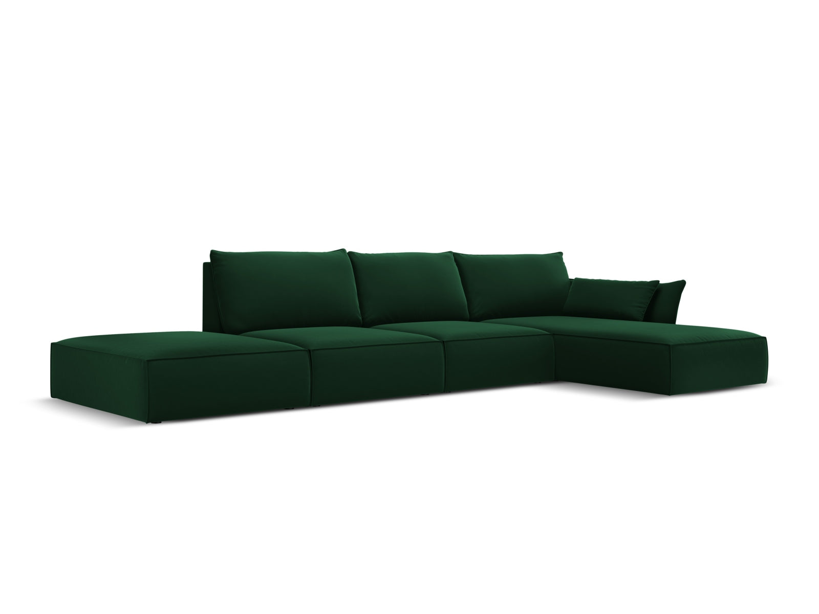 Kaelle Velour Ecksofa rechts 5 Sitzer in Bottle Green-Bluvel präsentiert im Onlineshop von KAQTU Design AG. L-Sofa rechts ist von Micadoni