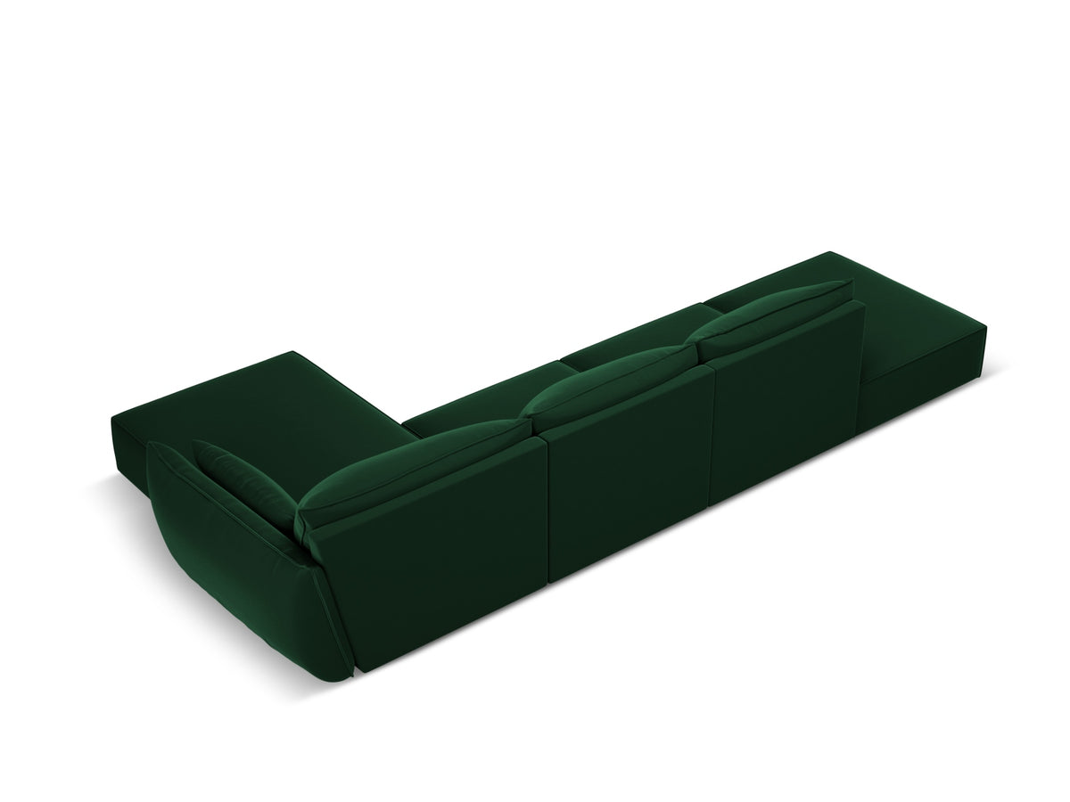 Kaelle Velour Ecksofa rechts 5 Sitzer in Bottle Green-Bluvel präsentiert im Onlineshop von KAQTU Design AG. L-Sofa rechts ist von Micadoni