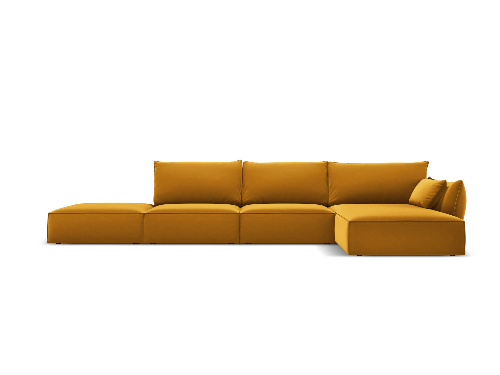 Kaelle Velour Ecksofa rechts 5 Sitzer in Yellow-Bluvel präsentiert im Onlineshop von KAQTU Design AG. L-Sofa rechts ist von Micadoni