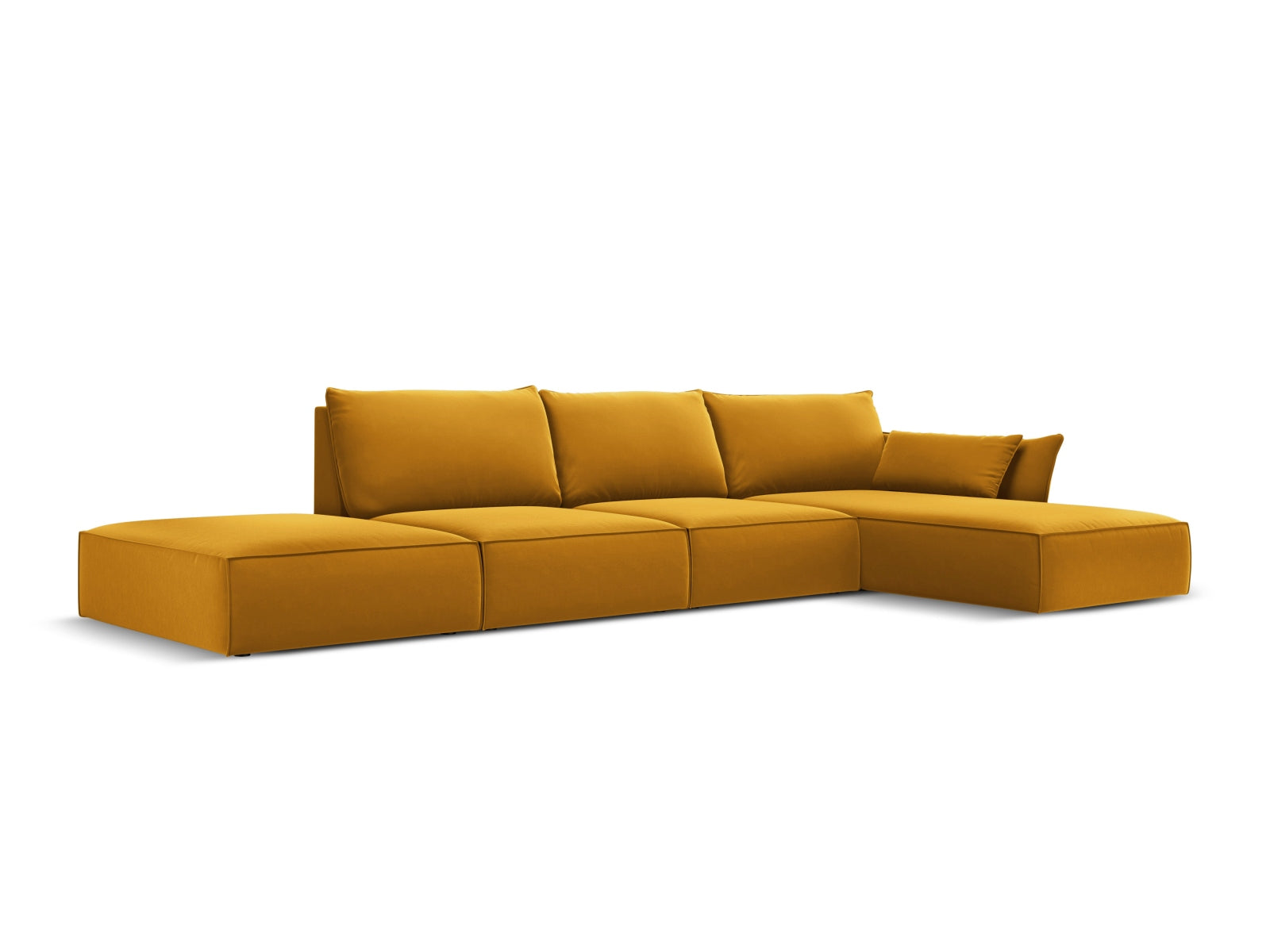 Kaelle Velour Ecksofa rechts 5 Sitzer in Yellow-Bluvel präsentiert im Onlineshop von KAQTU Design AG. L-Sofa rechts ist von Micadoni