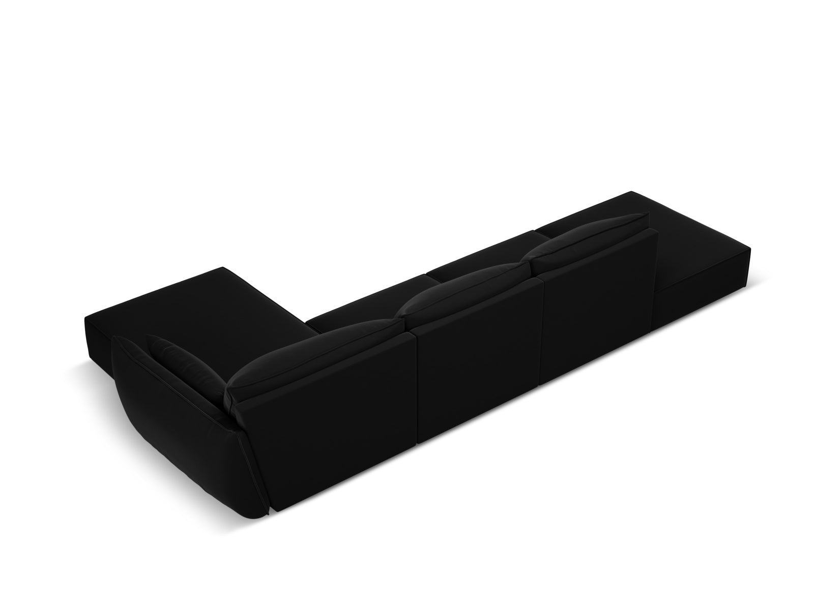 Kaelle Velour Ecksofa rechts 5 Sitzer in Black-Bluvel präsentiert im Onlineshop von KAQTU Design AG. L-Sofa rechts ist von Micadoni