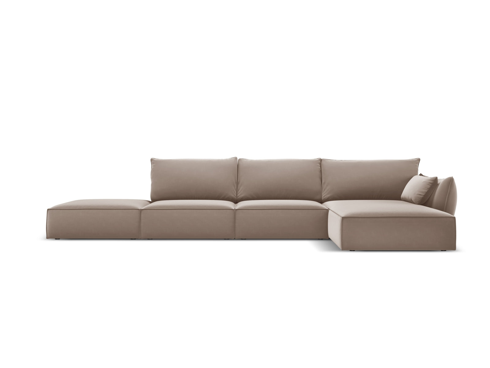 Kaelle Velour Ecksofa rechts 5 Sitzer in Cappuccino-Bluvel präsentiert im Onlineshop von KAQTU Design AG. L-Sofa rechts ist von Micadoni