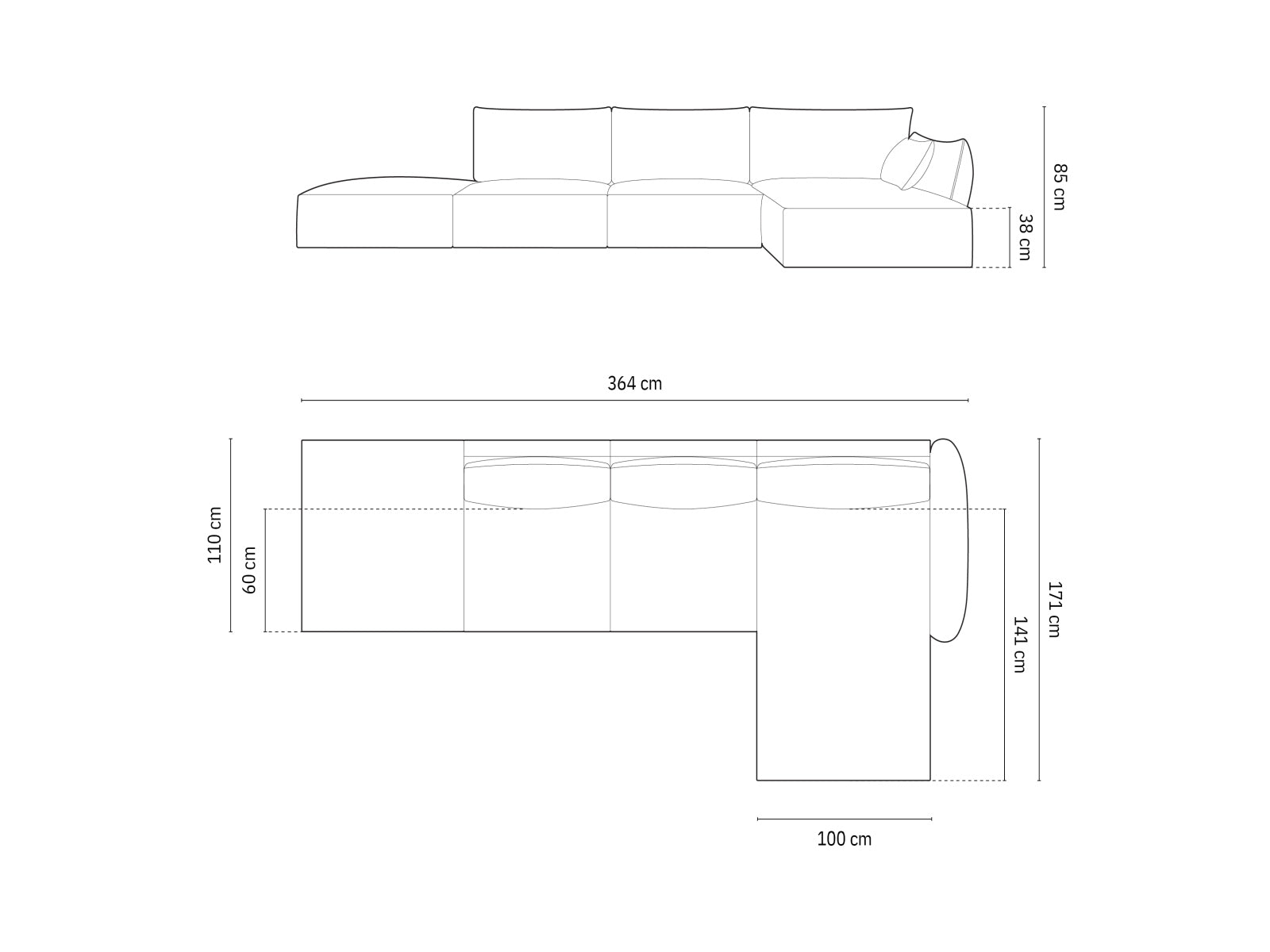 Kaelle Velour Ecksofa rechts 5 Sitzer in Cappuccino-Bluvel präsentiert im Onlineshop von KAQTU Design AG. L-Sofa rechts ist von Micadoni