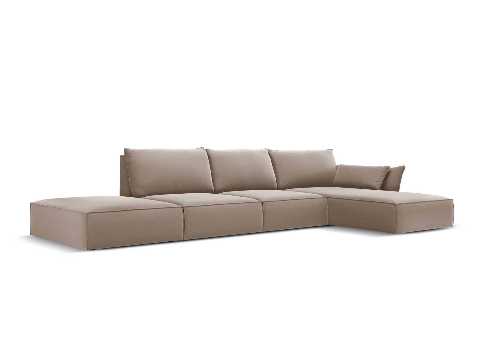 Kaelle Velour Ecksofa rechts 5 Sitzer in Cappuccino-Bluvel präsentiert im Onlineshop von KAQTU Design AG. L-Sofa rechts ist von Micadoni