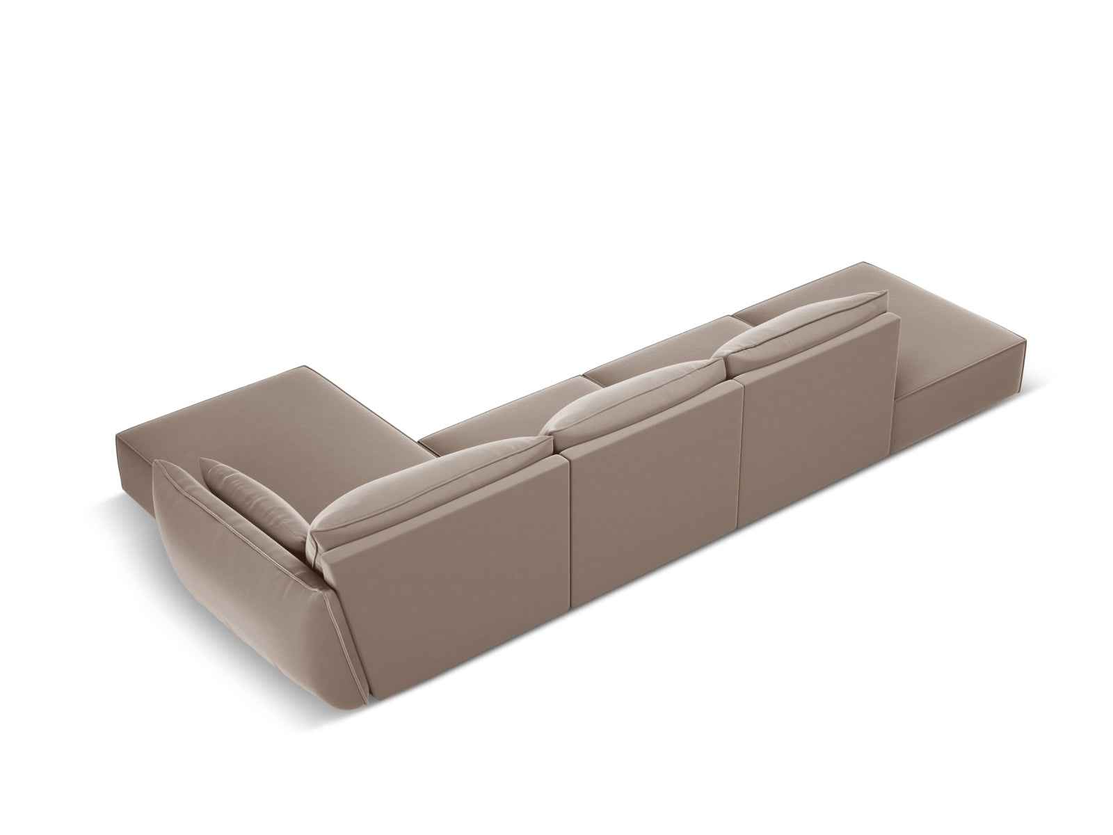Kaelle Velour Ecksofa rechts 5 Sitzer in Cappuccino-Bluvel präsentiert im Onlineshop von KAQTU Design AG. L-Sofa rechts ist von Micadoni