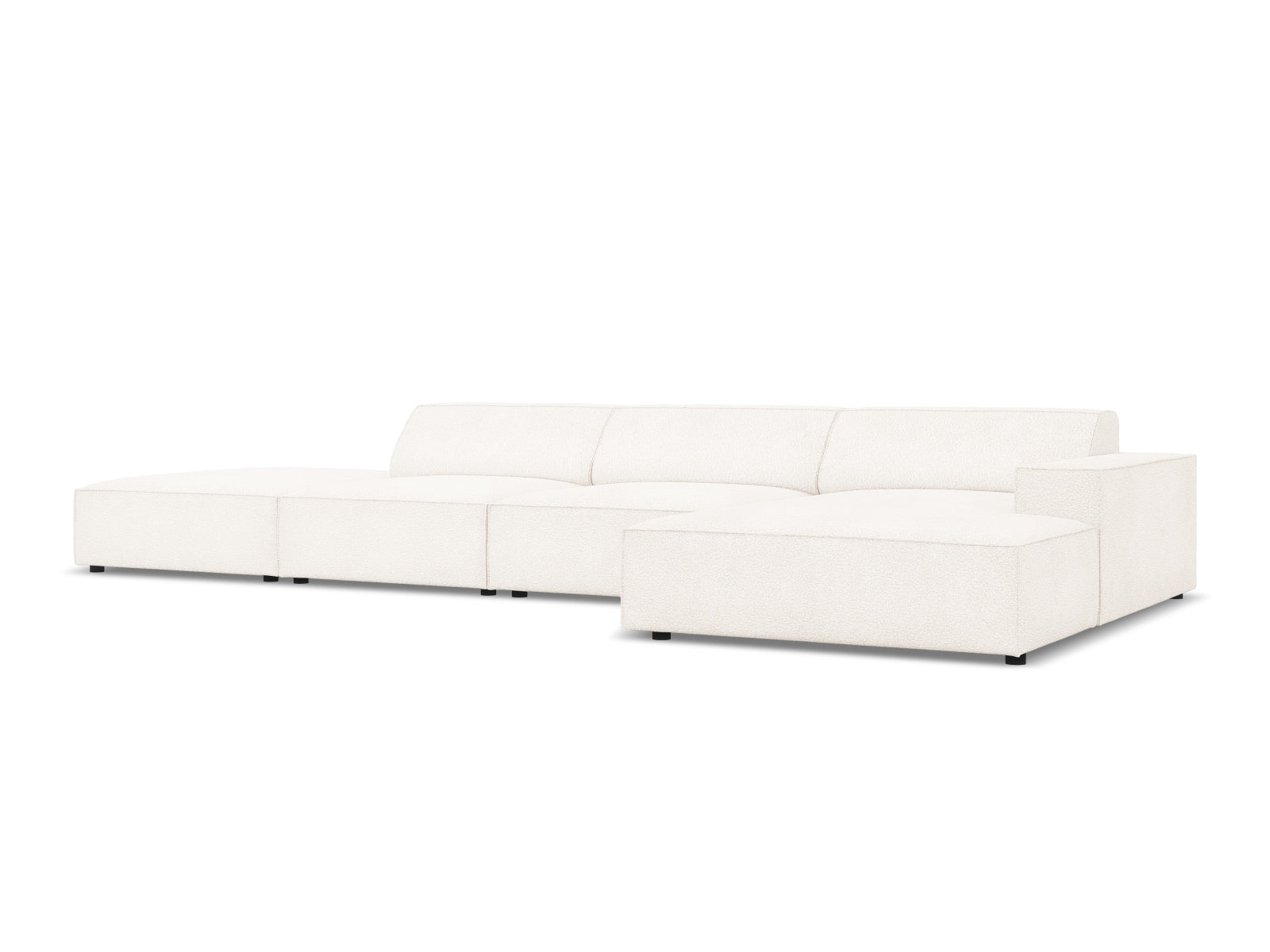 Entdecken Sie das elegante Jodie Boucle Ecksofa rechts von Micadoni – ein 5-Sitzer, der Komfort und Stil in Ihr Wohnzimmer bringt.