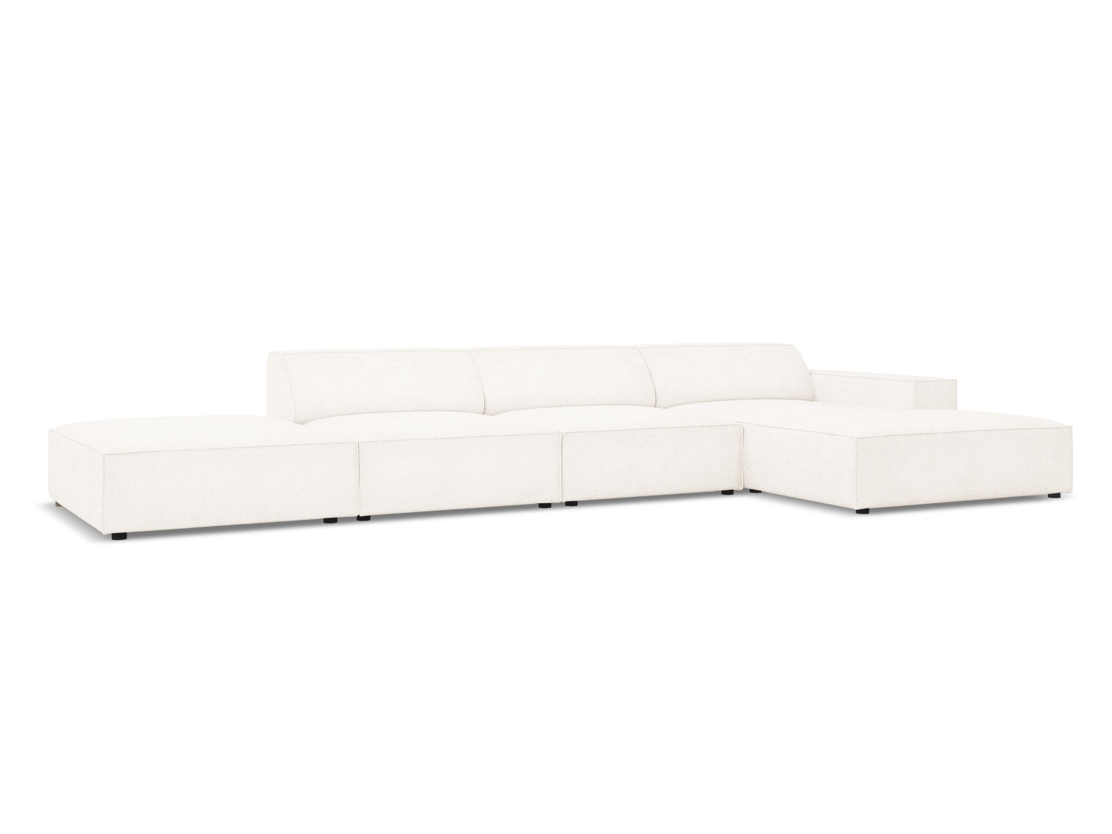 Erleben Sie das Jodie Boucle Ecksofa rechts von Micadoni – ein modulares 5-Sitzer Sofa, das modernes Design und hohen Komfort vereint.