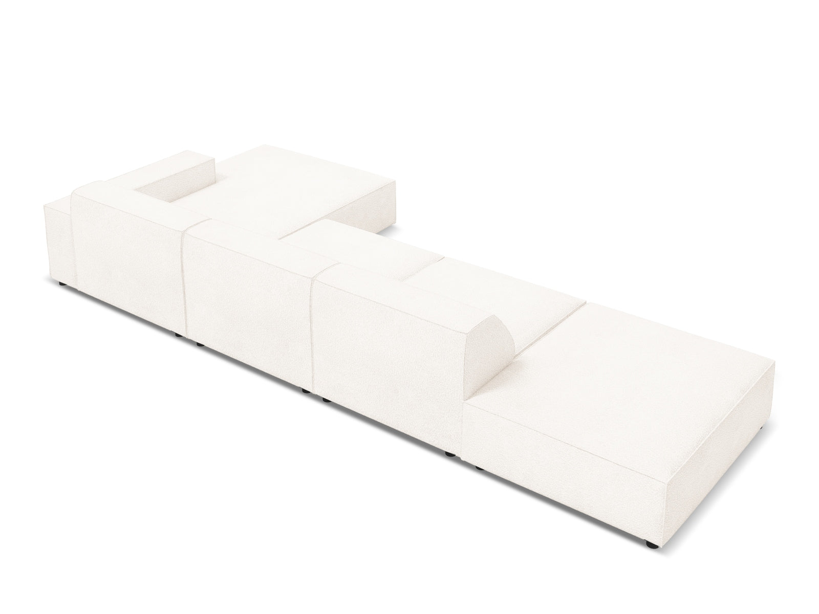 Erleben Sie das Jodie Boucle Ecksofa rechts von Micadoni – ein modernes 5-Sitzer Sofa, das Komfort, Eleganz und Anpassungsfähigkeit vereint.