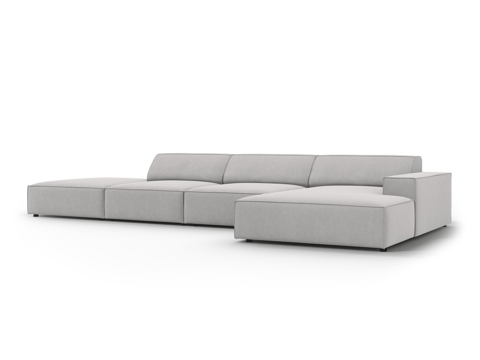 Stylisches, hellgraues 5-Sitzer Ecksofa Jodie von Micadoni, perfekt für entspannte Stunden und stilvolle Einrichtung in jedem Wohnraum.