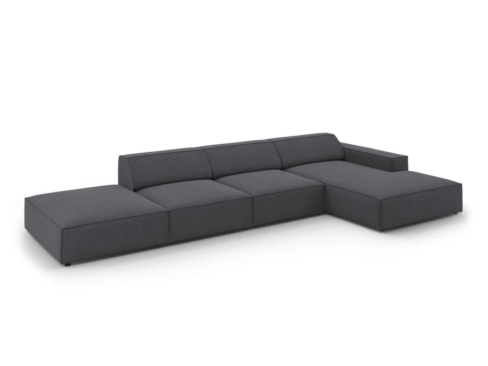 Elegantes Jodie Ecksofa in Dunkelgrau, 5-Sitzer, ideal für moderne Wohnzimmer. Bietet Komfort und Stil für gesellige Abende.
