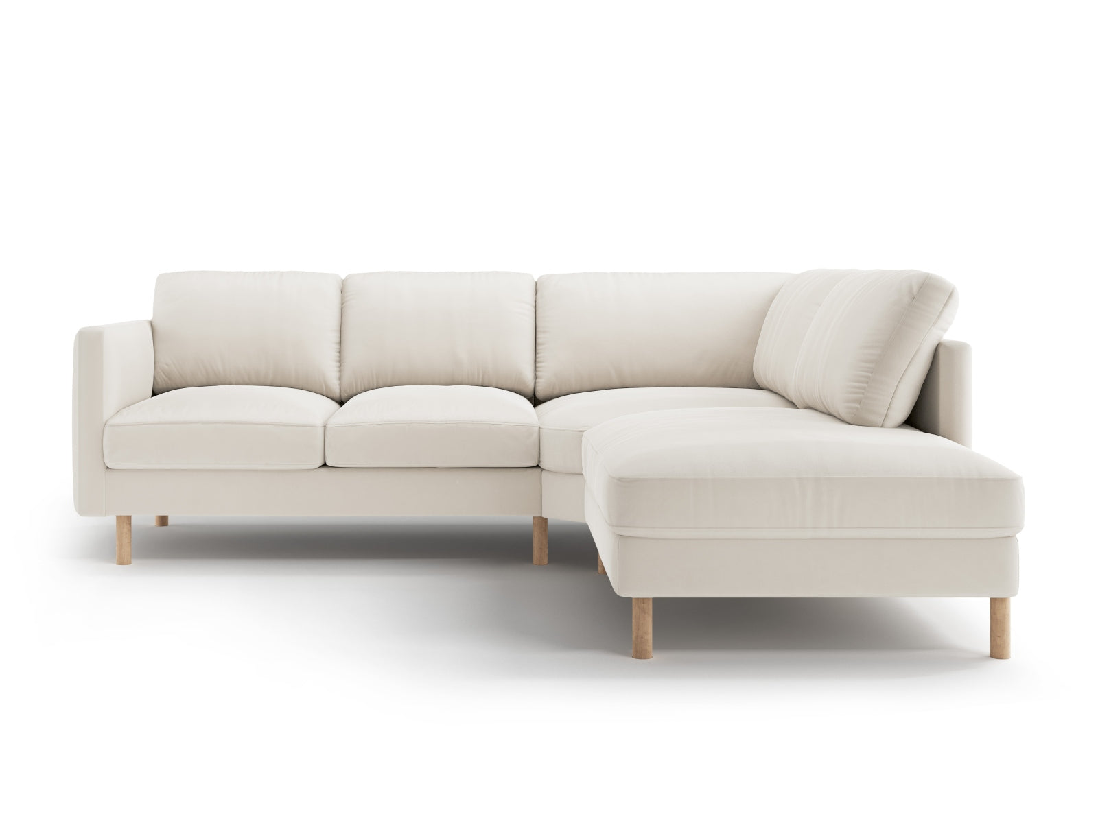 Entdecken Sie das Eden Velour Ecksofa rechts 4 Sitzer von Micadoni: Luxuriöses Velours, modernes Design und optimaler Komfort für Ihr Zuhause.