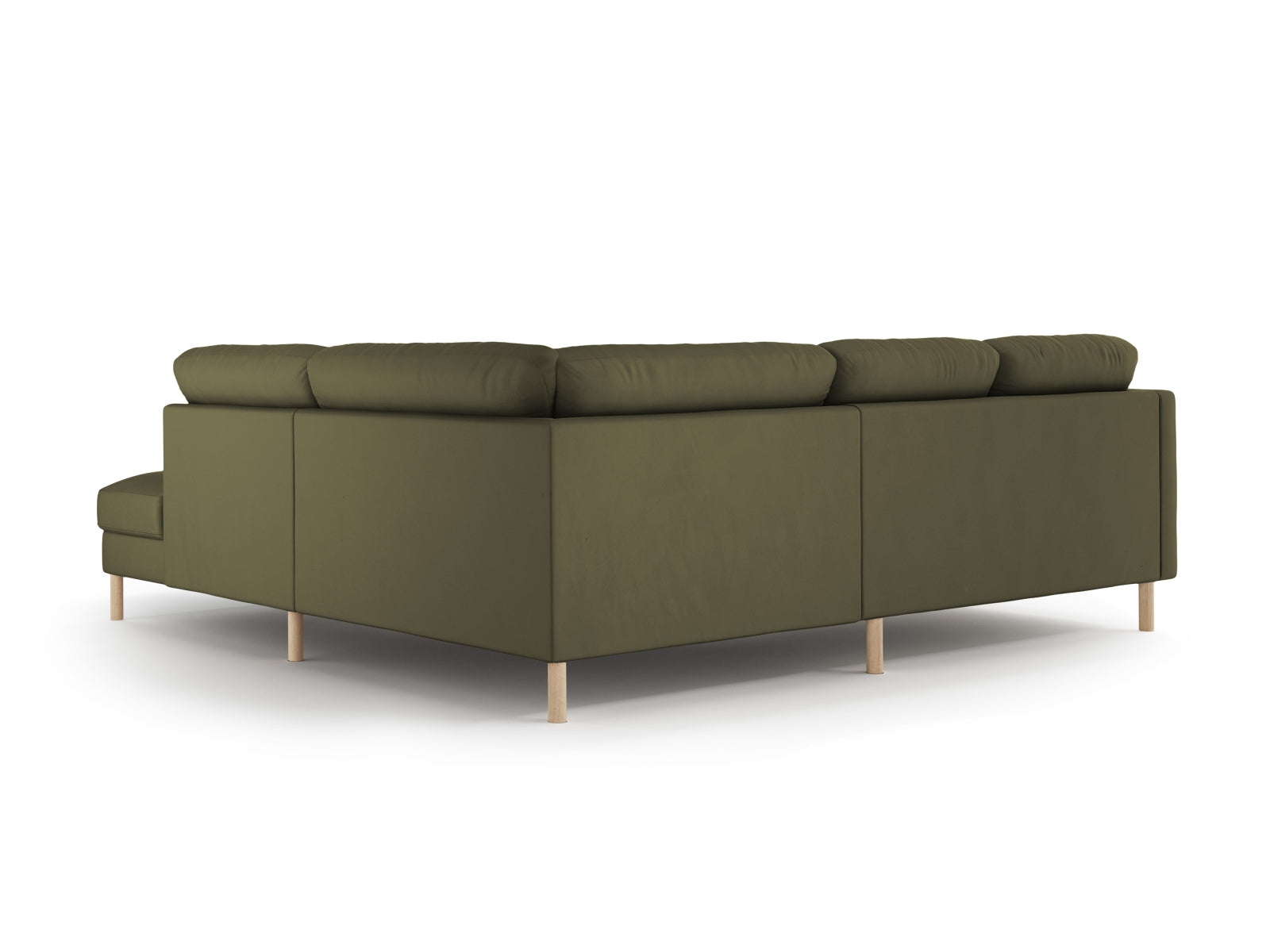Elegantes Eden Velour Ecksofa rechts für 4 Personen in luxuriösem Moss Green Melange, ideal für stilvolle Wohnräume und entspannte Stunden.