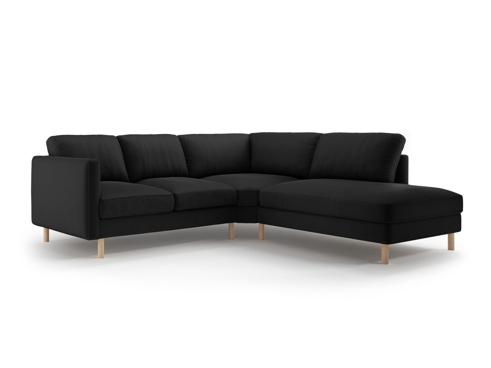 Elegantes Eden Velour Ecksofa rechts, 4-Sitzer, ideal für stilvolle Wohnräume und entspannte Stunden mit Freunden und Familie.