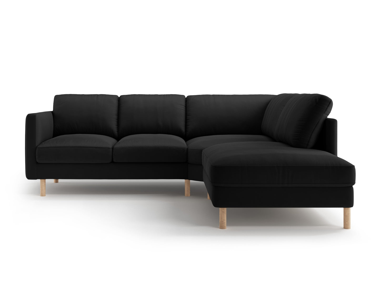 Modernes Eden Velour Ecksofa rechts, 4-Sitzer, perfekt für gemütliche Abende und stilvolle Einrichtung in jedem Wohnzimmer.