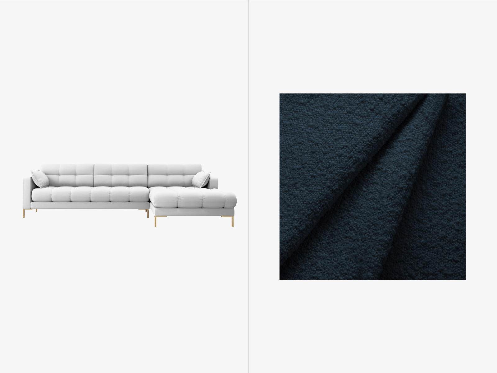 Mamaia Ecksofa rechts 5 Sitzer in Dark Blue/Gold präsentiert im Onlineshop von KAQTU Design AG. Ecksofa rechts ist von Micadoni