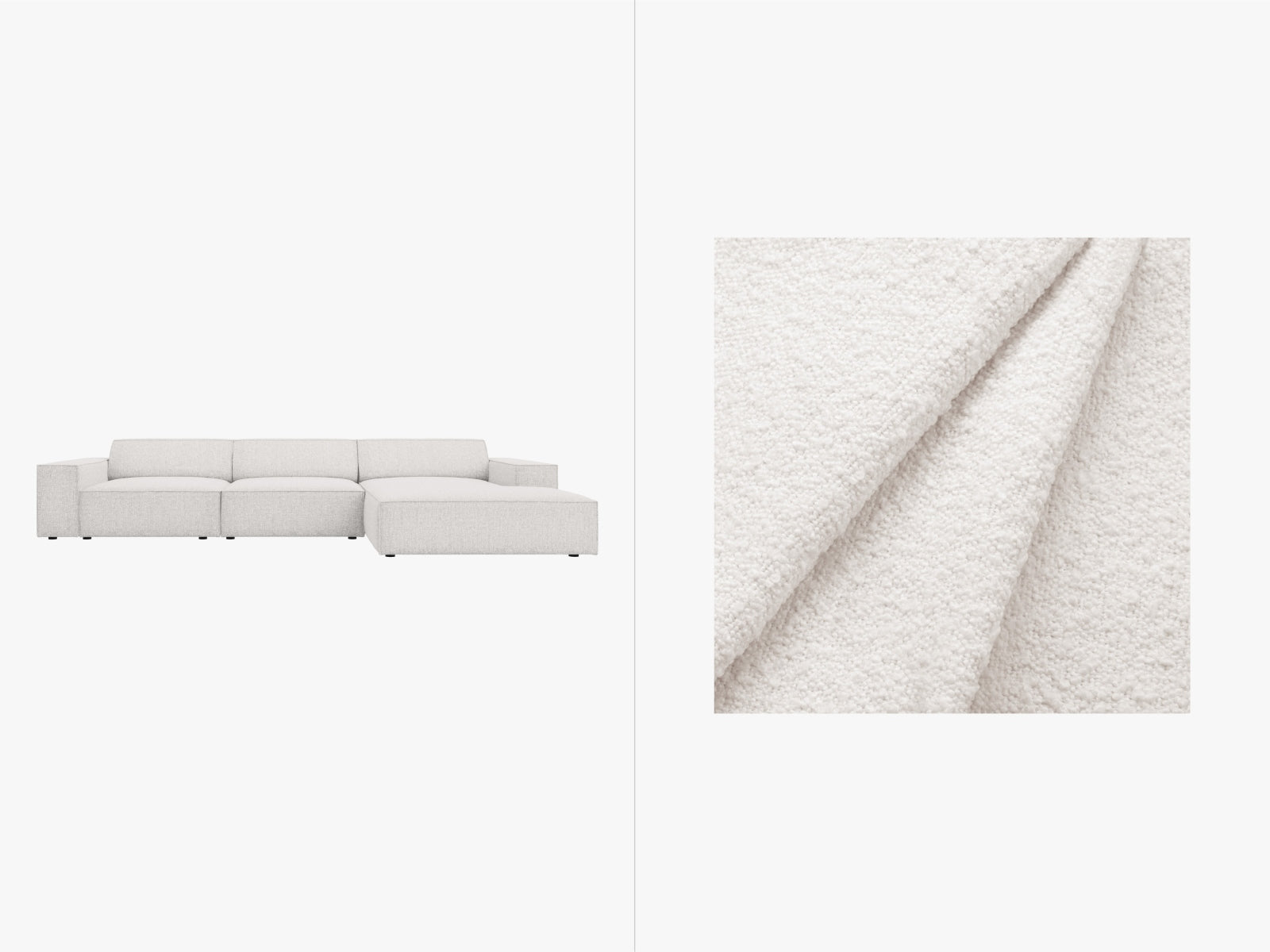 Jodie Boucle modulares Ecksofa rechts 4 Sitzer in White-Baloo präsentiert im Onlineshop von KAQTU Design AG. L-Sofa rechts ist von Micadoni