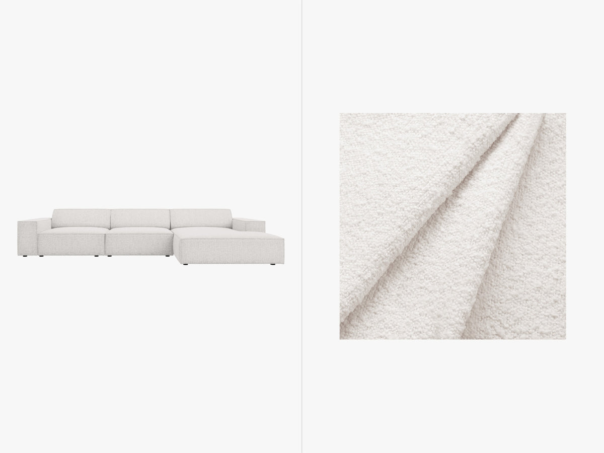 Jodie Boucle modulares Ecksofa rechts 4 Sitzer in White-Baloo präsentiert im Onlineshop von KAQTU Design AG. L-Sofa rechts ist von Micadoni