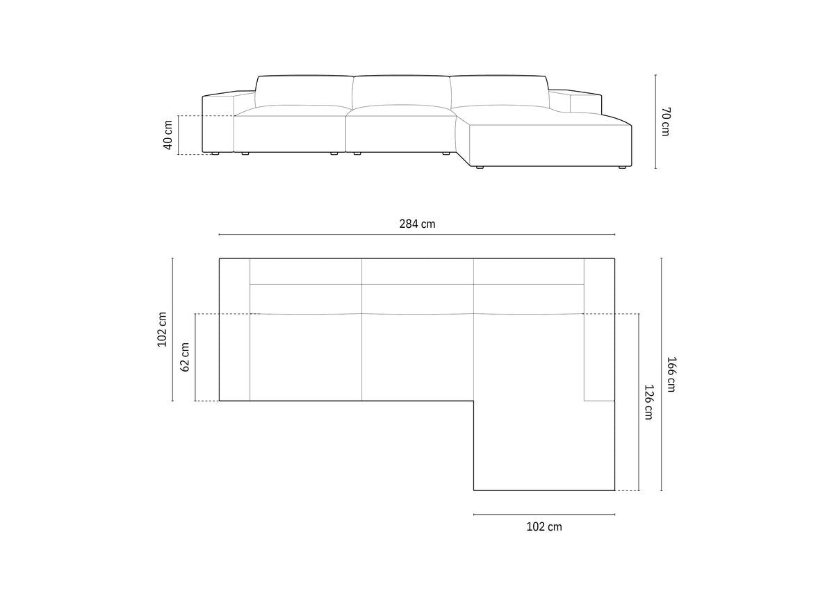 Jodie Boucle modulares Ecksofa rechts 4 Sitzer in Black-Baloo präsentiert im Onlineshop von KAQTU Design AG. L-Sofa rechts ist von Micadoni