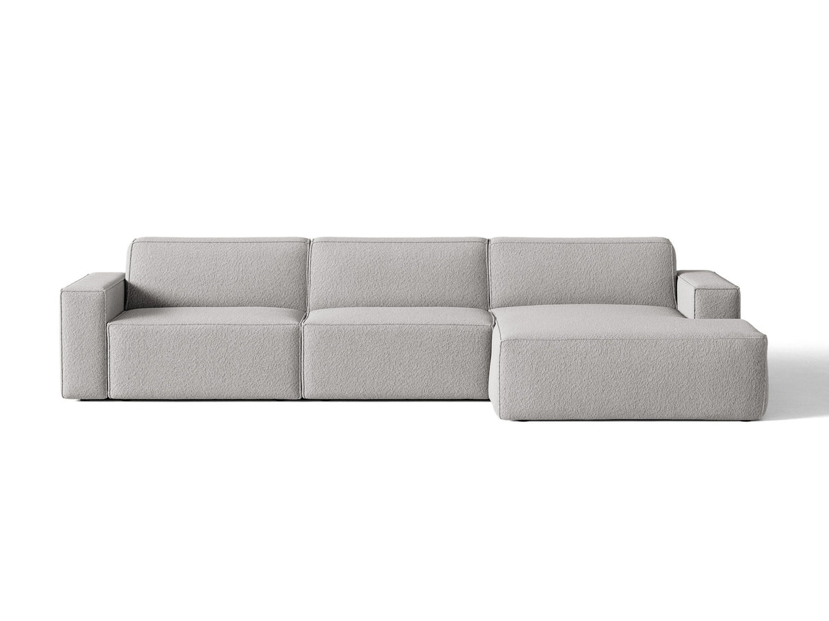 Jodie Boucle modulares Ecksofa rechts 4 Sitzer in Light Grey-Baloo präsentiert im Onlineshop von KAQTU Design AG. L-Sofa rechts ist von Micadoni