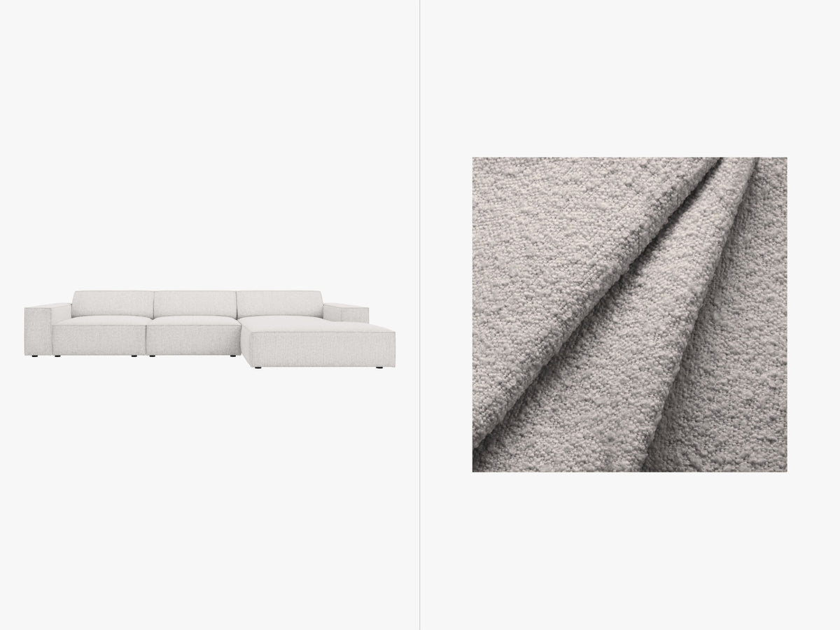 Jodie Boucle modulares Ecksofa rechts 4 Sitzer in Light Grey-Baloo präsentiert im Onlineshop von KAQTU Design AG. L-Sofa rechts ist von Micadoni