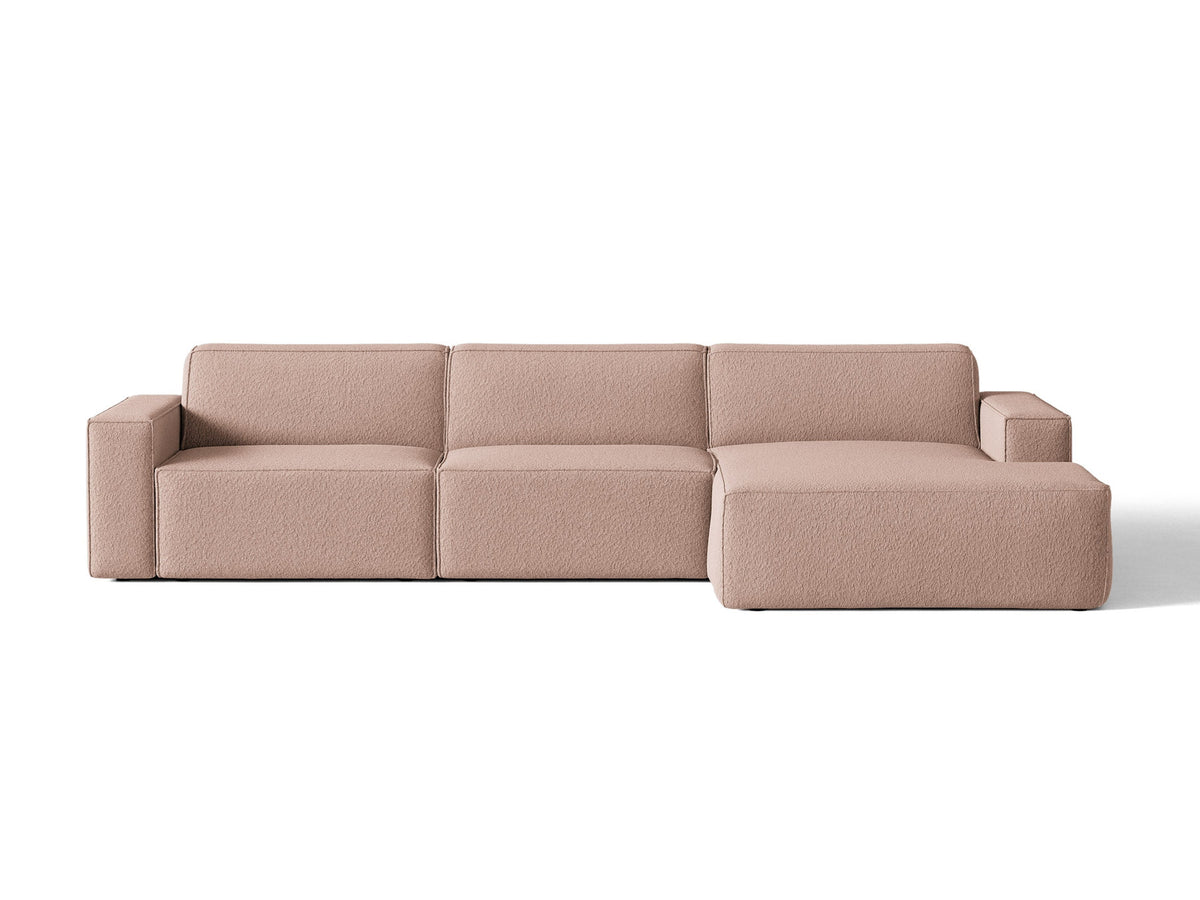 Jodie Boucle modulares Ecksofa rechts 4 Sitzer in Powder Pink-Baloo präsentiert im Onlineshop von KAQTU Design AG. L-Sofa rechts ist von Micadoni