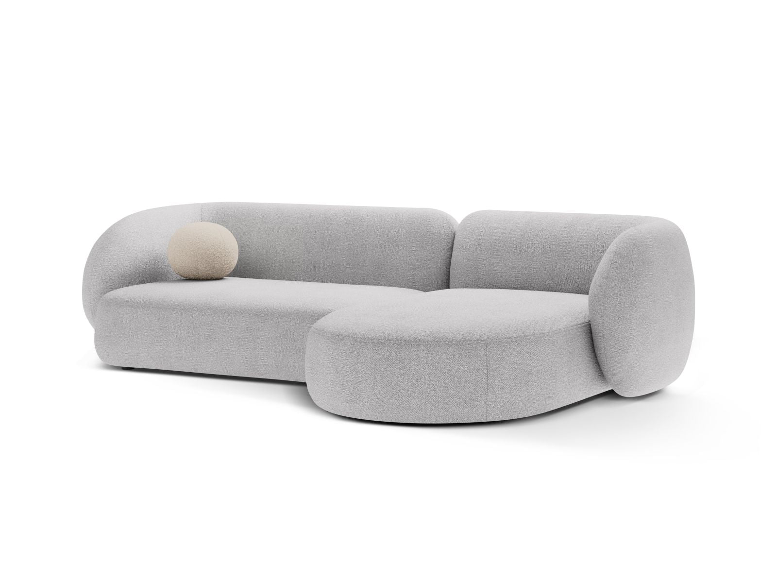 Elegantes 3-Sitzer Ecksofa rechts Kate in hellem Grau, ideal für moderne Wohnräume, bietet Komfort und Stil von Micadoni.
