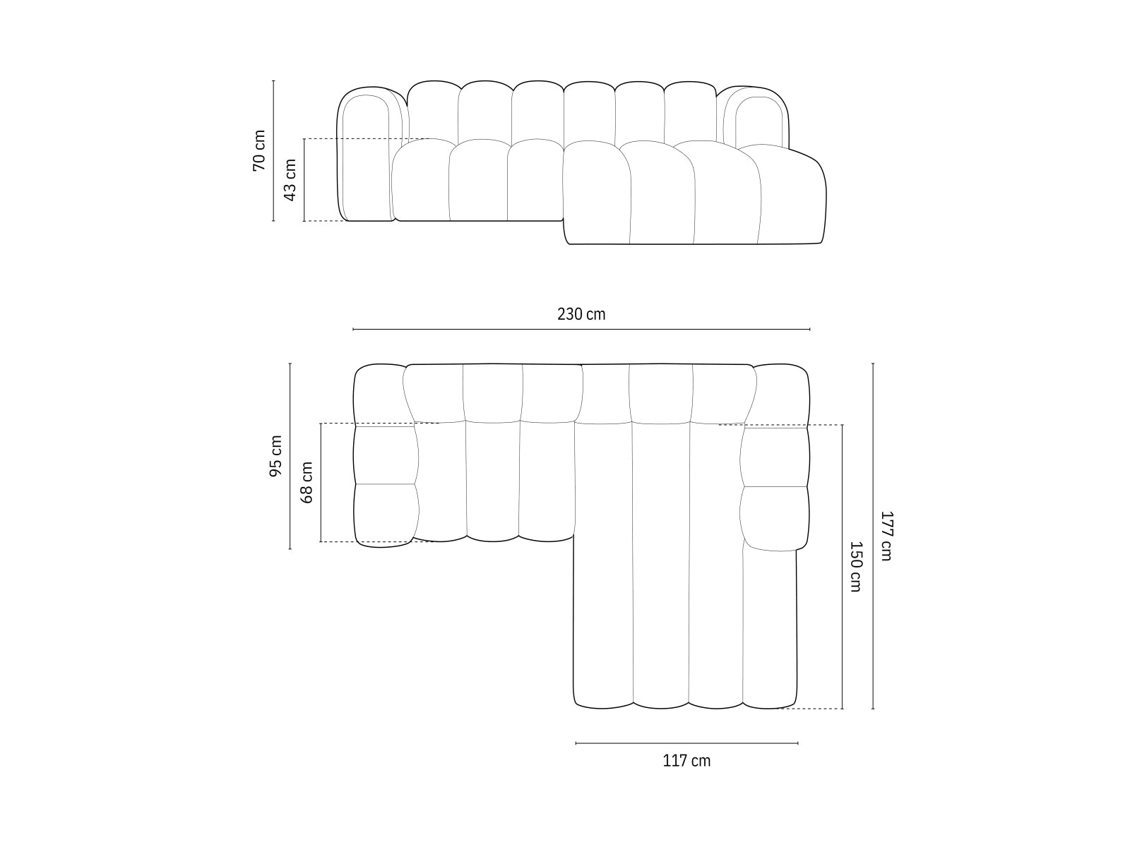Elegantes, modulares Ecksofa in Dunkelblau, ideal für stilvolle Wohnräume. Komfortabler 3-Sitzer von Micadoni, perfekt für entspannte Abende.