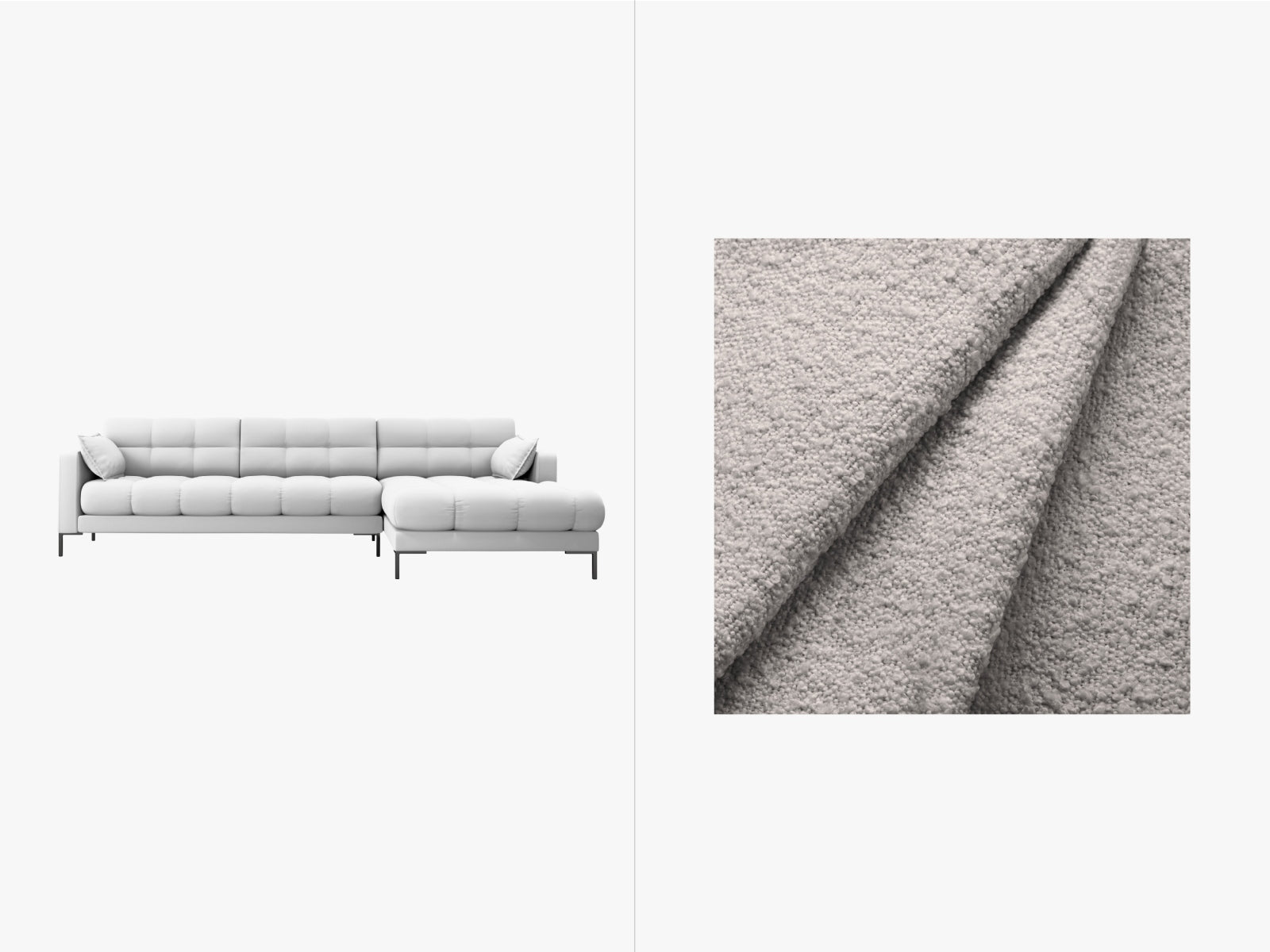 Mamaia Ecksofa rechts 5 Sitzer in Light Grey/Schwarz präsentiert im Onlineshop von KAQTU Design AG. Ecksofa rechts ist von Micadoni