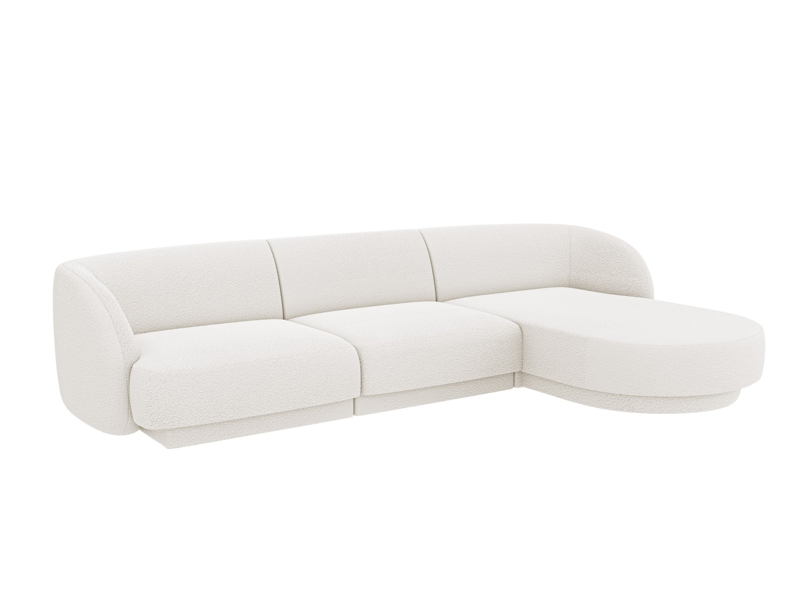 Entdecken Sie das stilvolle Miley Boucle Ecksofa rechts von Micadoni – ein 4-Sitzer für höchsten Komfort und modernes Design in Ihrem Wohnzimmer.