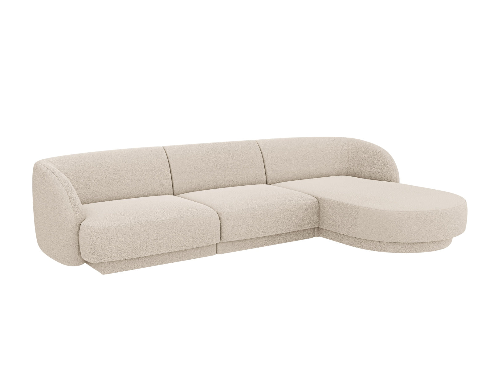 Entdecken Sie das stilvolle Miley Boucle Ecksofa rechts von Micadoni – ein 4-Sitzer für höchsten Komfort und modernes Design in Ihrem Wohnzimmer.