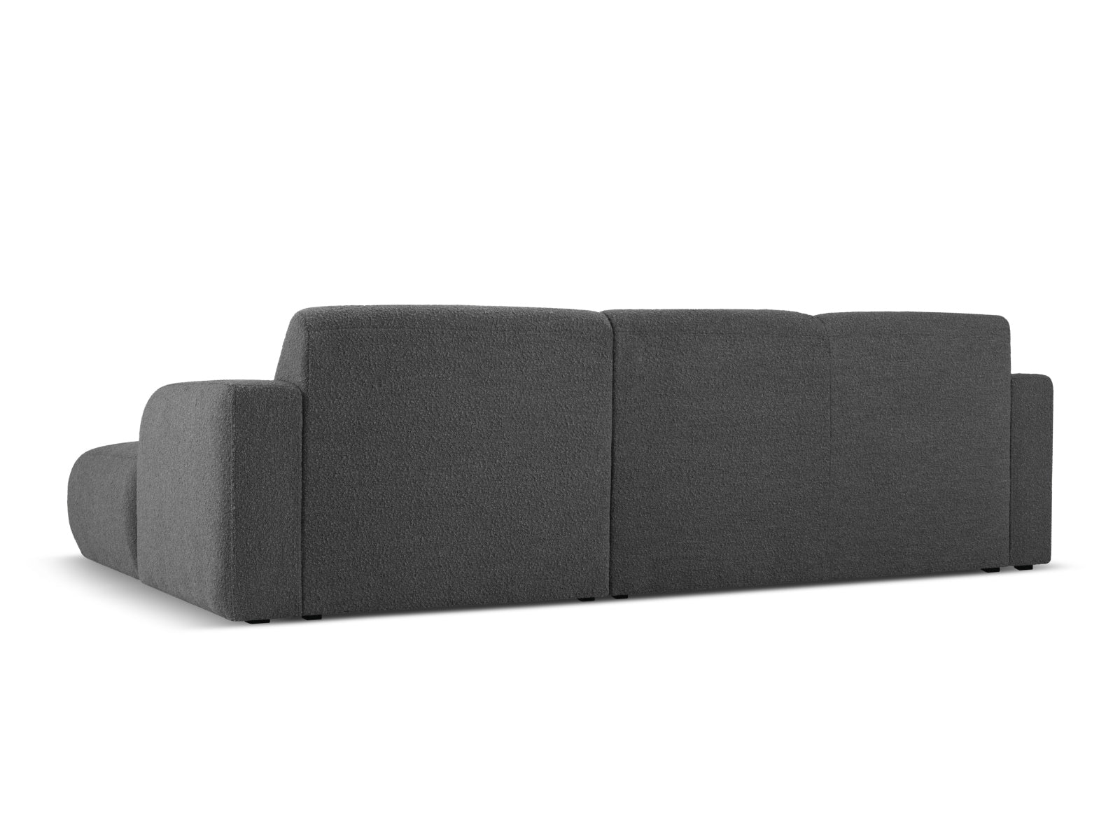 Modernes 4-Sitzer Ecksofa Molino Boucle in Dunkelgrau, rechtsseitig, perfekt für gemütliche und stilvolle Wohnbereiche.