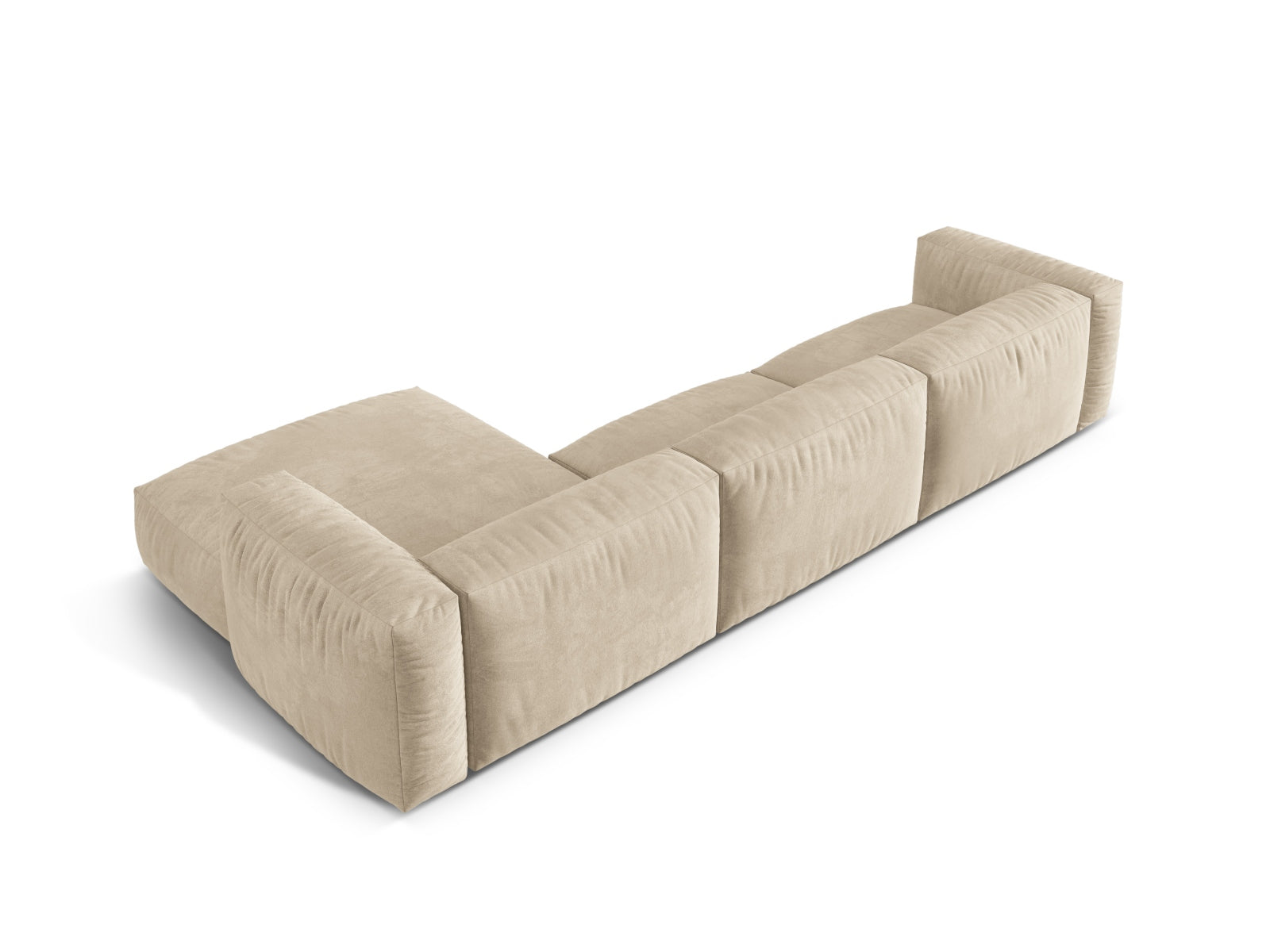Elegantes, modulares Ecksofa Martina in hellem Beige, ideal für stilvolle Wohnräume. Rechtsseitiger 3-Sitzer von Micadoni für Komfort und Entspannung.