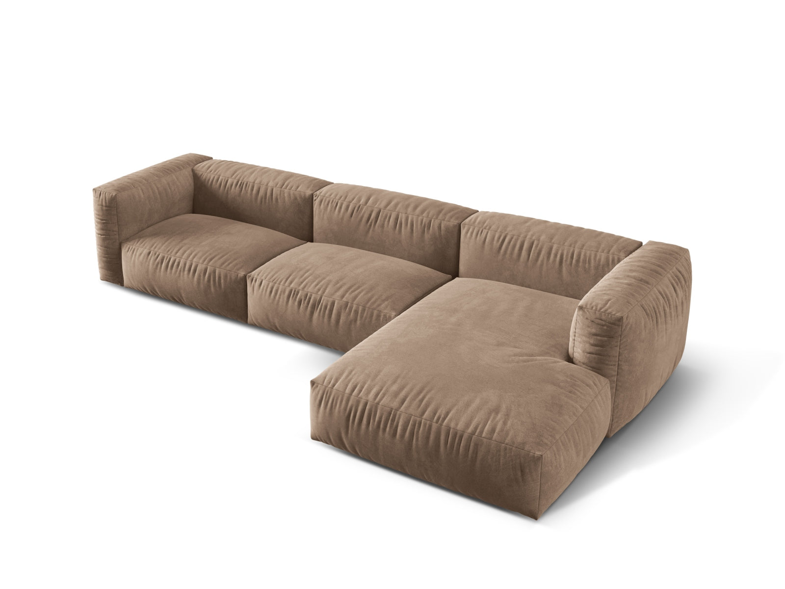 Modernes Martina Ecksofa in edlem Dunkelbeige, 3-Sitzer, vielseitig und anpassbar, perfekt für gemütliche und stilvolle Wohnbereiche.