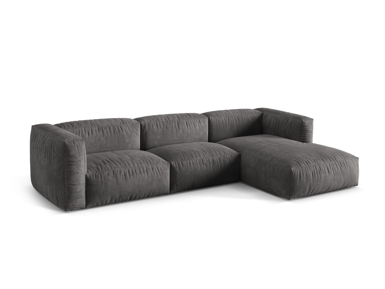 Elegantes Martina Ecksofa in Grau, 3-Sitzer, modulare Bauweise, ideal für stilvolle Wohnräume, präsentiert von KAQTU Design AG.